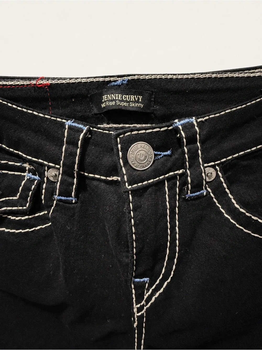 True Religion Jennie Big T MR Flap Skinny Jeans Size 26
